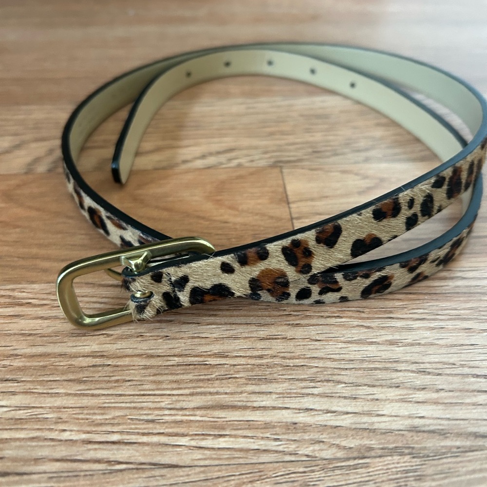 JCREW Leopard  Print Women's Belt with Gold Buckle